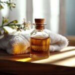 Aceite para masajes de vainilla elaborado con ingredientes naturales para hidratar y relajar la piel.